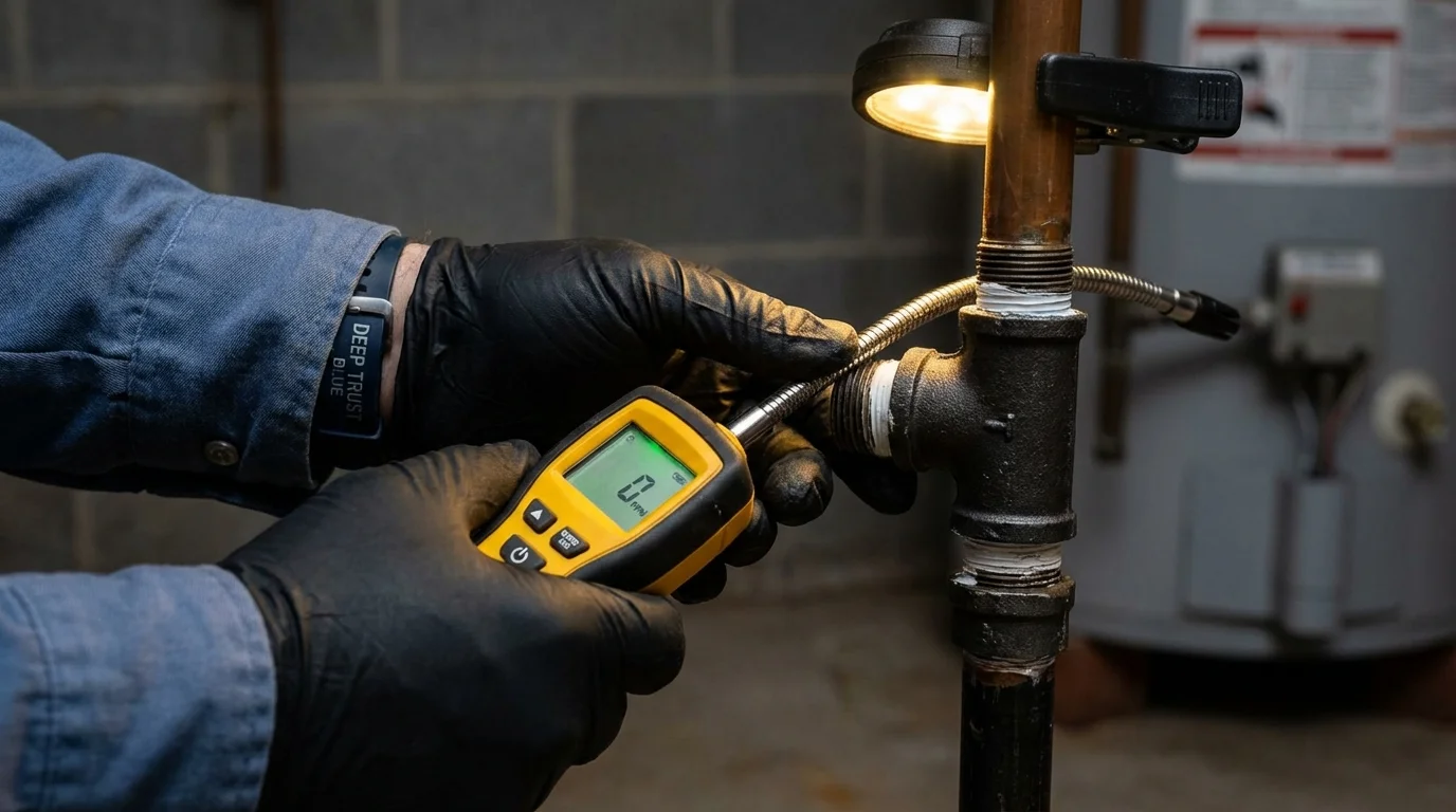 Gas leak detection with electronic sniffer by Johns Plumbing LLC in Okmulgee