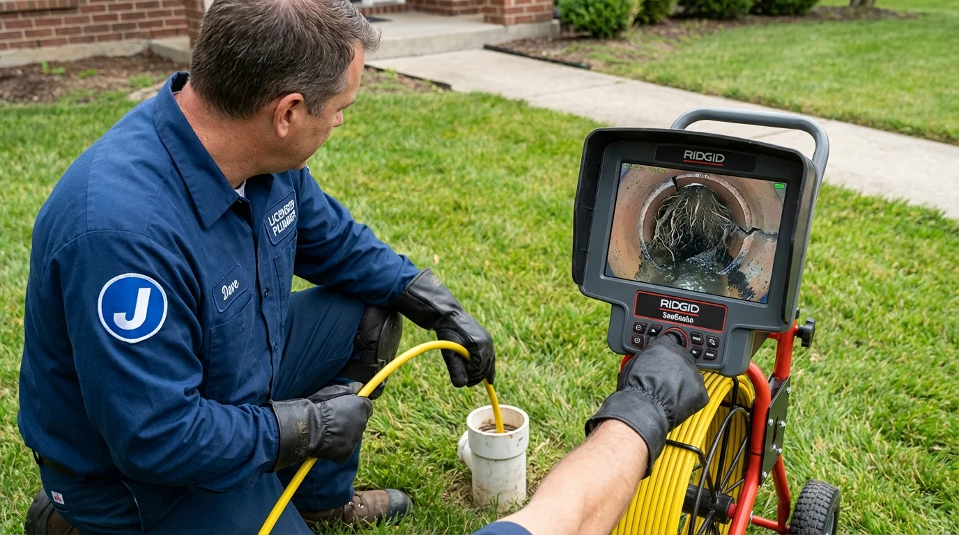 Sewer camera inspection being performed by Johns Plumbing LLC in Okmulgee