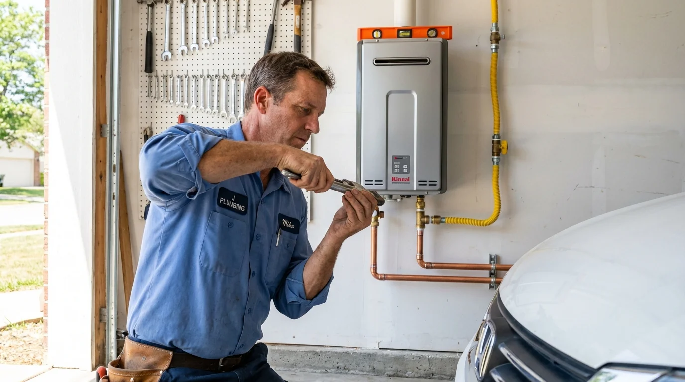 Tankless water heater installation by a Johns Plumbing LLC plumber in Okmulgee